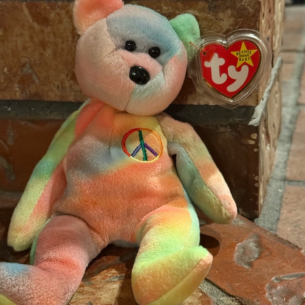 Rare 1996 TY Peace Beanie Baby Bear